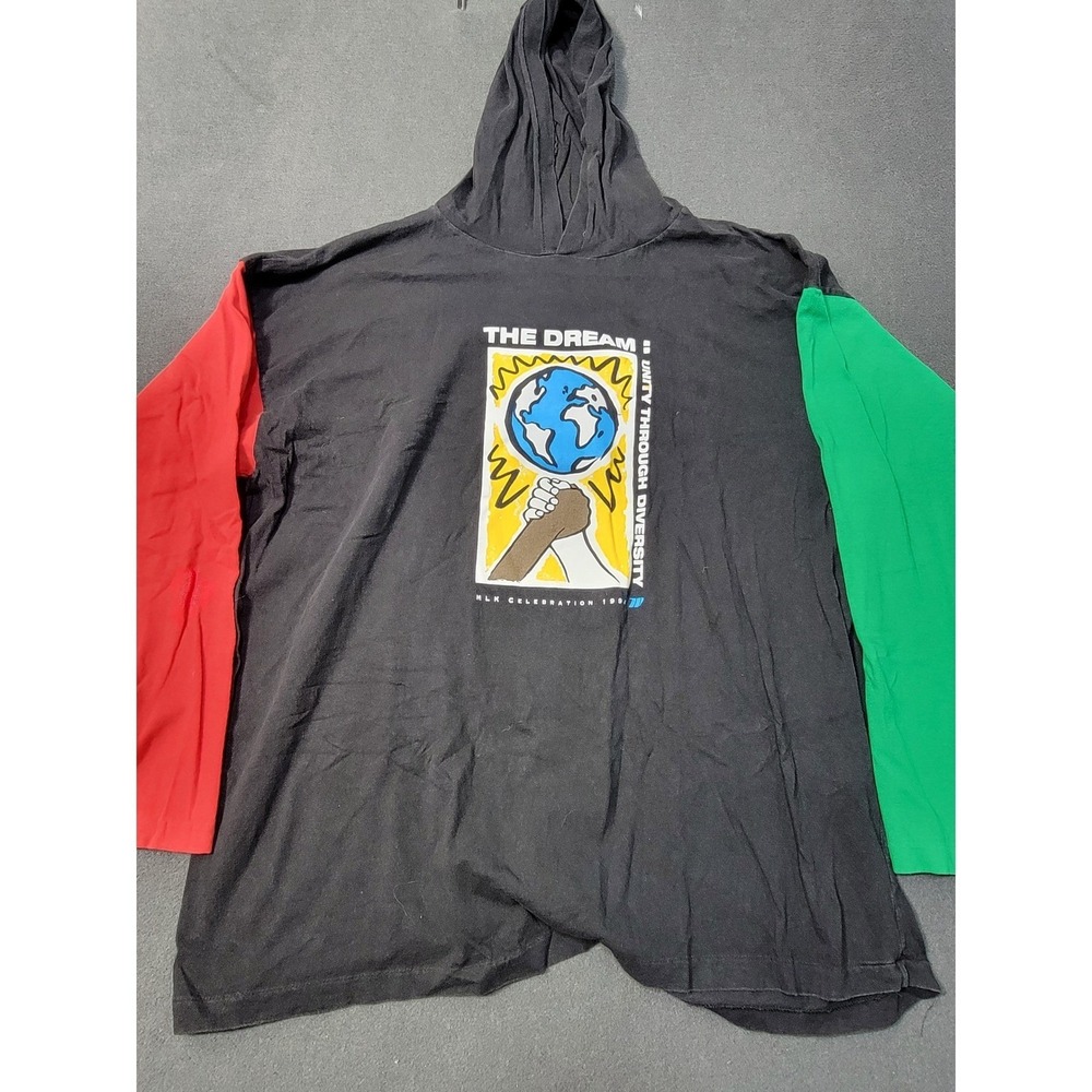 VTG 1994 MLK Celebration Hoodie Unity Through Diversity Colorblock USA Made 2XL